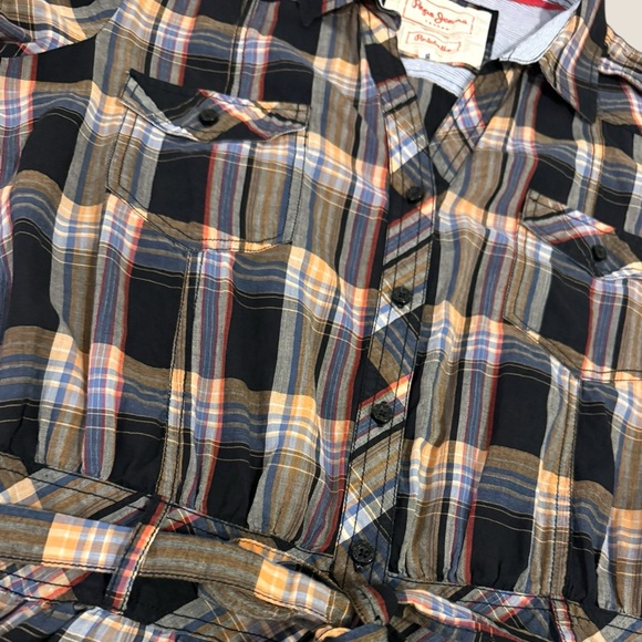 Pepe Jeans Plaid Belted Shirt Dress - Picture 4 of 6